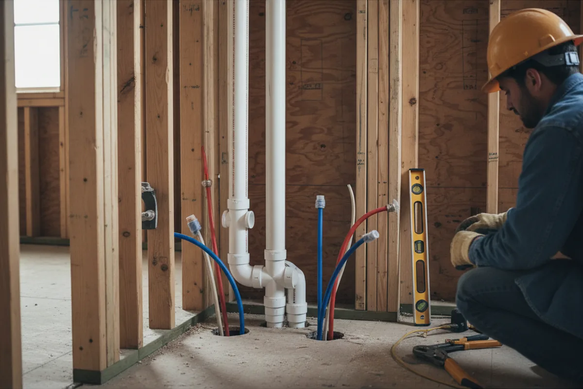Drain and supply rough-in during Sump Pump Repair in Odum