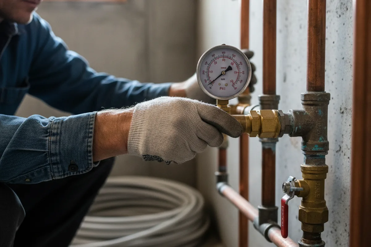 Pressure testing a repaired line during Water Line Repair in Odum